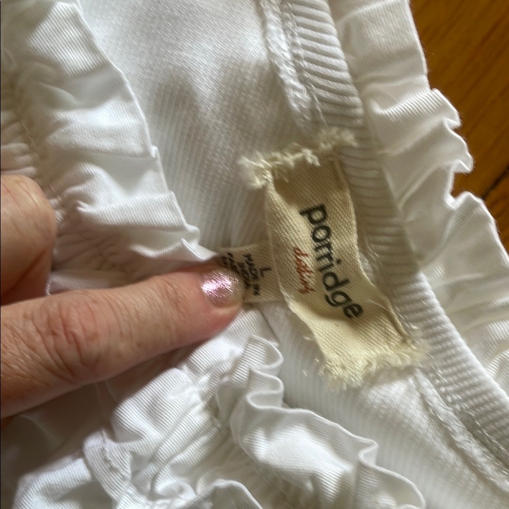 Anthropologie White Ruffled Blouse - Picture 2 of 2